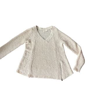 Anthropologie Moth Nubby oatmeal wool cotton blend side zip long sweater